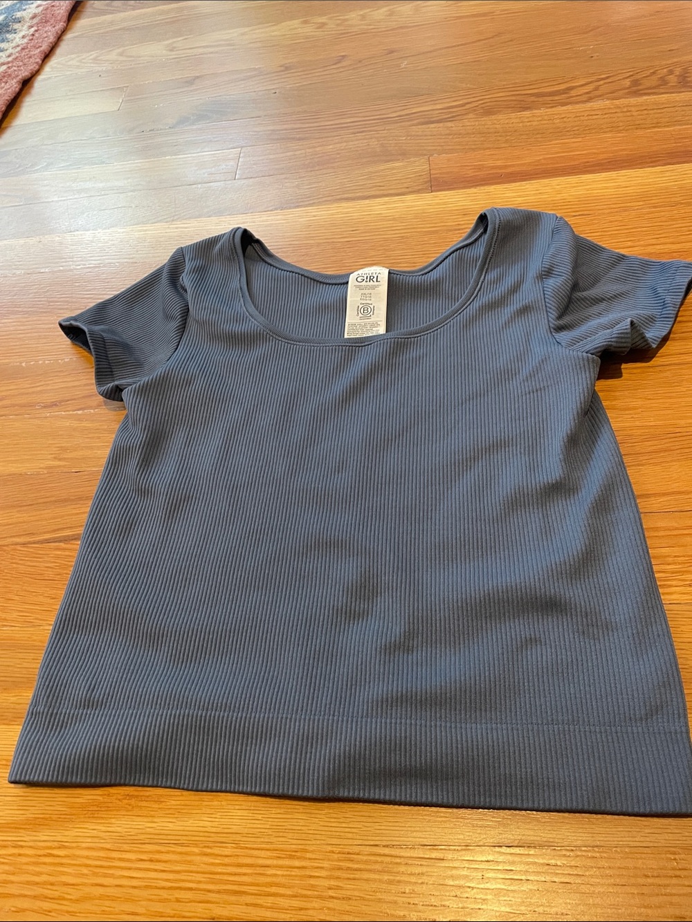 Athleta Girl Ribbed Scoop Neck Tee in Slate Blue